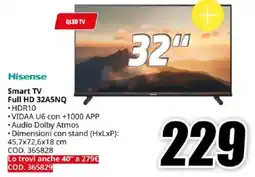 MediaWorld Hisense Smart TV Full HD 32A5NQ offerta