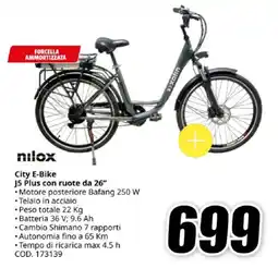 MediaWorld nilox City E-Bike J5 Plus con ruote da 26" offerta