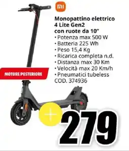 MediaWorld Monopattino elettrico 4 Lite Gen2 con ruote da 10″ offerta