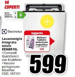 MediaWorld Electrolux Lavastoviglie integrata totale EES68510L offerta