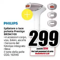 MediaWorld PHILIPS Epilatore a luce pulsata Prestige BRI947/00 offerta