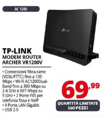 Comet TP-LINK MODEM ROUTER ARCHER VR1200V offerta