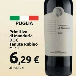 Carrefour Market Primitivo di manduria doc offerta