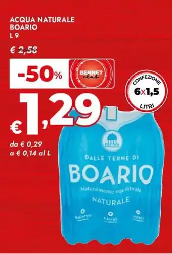 Bennet Acqua naturale BOARIO offerta