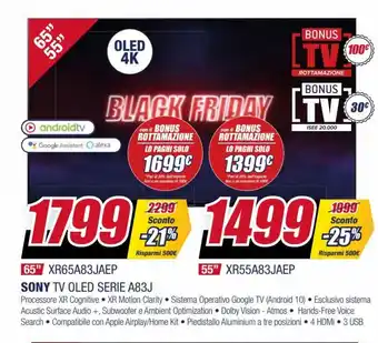 Trony Sony Tv Oled Serie A83J 65" XR65A83JAEP offerta