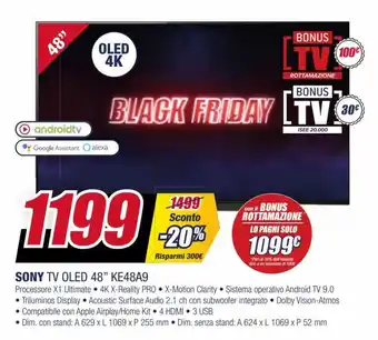 Trony Sony Tv Oled 48" KE48A9 offerta