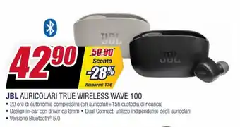 Trony JBL Auricolari True Wireless Wave 100 offerta