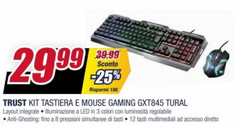 Trony Trust Kit Tastiera E Mouse Gaming GXT845 Tural offerta