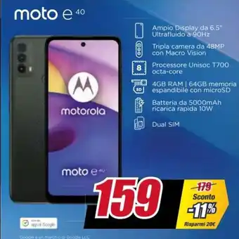 Trony Motorola moto e 40 offerta