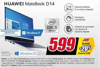 Trony Huawei Matebook D14 offerta