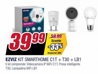 Trony Ezviz Kit Smartphone C1T + T30 _ LB1 offerta