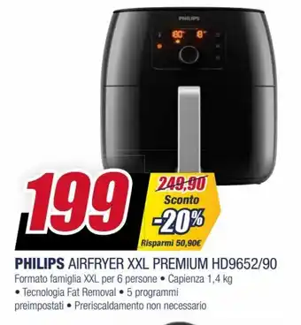 Trony Philips Airfryer XXL Premium HD9652/90 offerta