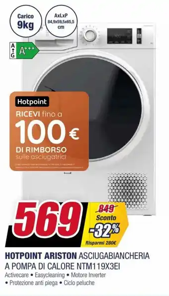 Trony Hotpoint Ariston Asciugabiancheria A Pompa di Calore NTM119X3EI offerta