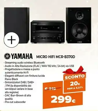 Expert Yamaha mcr-b370d microsistema audio per la casa nero 30 w offerta
