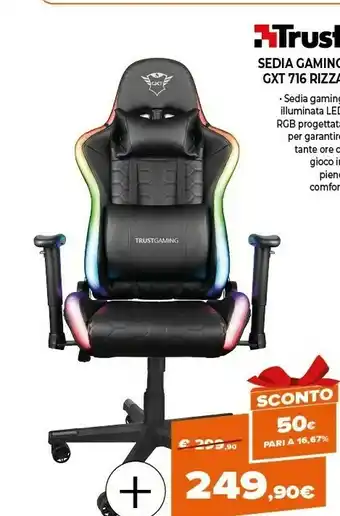 Expert Trust gxt 716 rizza sedia per gaming universale nero offerta