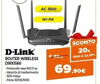 Expert D-link dir-x1560 router wireless gigabit ethernet dual-band (2.4 ghz/5 ghz) nero offerta