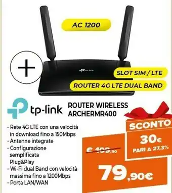 Expert Tp-link archer mr400 router wireless dual-band (2.4 ghz/5 ghz) fast ethernet 3g 4g nero offerta