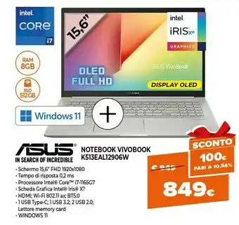 Expert Notebook vivobook k513eal12906w offerta