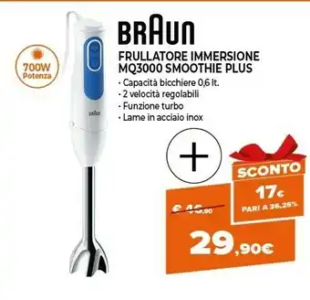 Expert Mq 3000 smoothie+ frullatore ad immersione 0.6l 700w blu, bianco frullatore offerta
