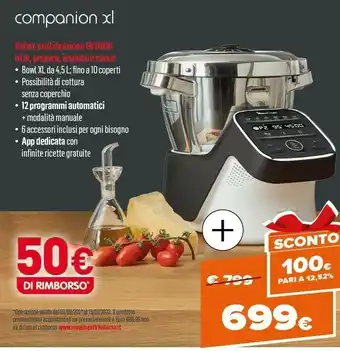 Expert Hf8098 companion xl, robot da cucina multifunzione, 12 programmi automatici, 6 accessori, recipiente 3l, intervallo di temper offerta
