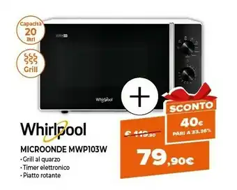 Expert Mwp 103 w superficie piana microonde con grill 20 l 700 w nero, bianco offerta