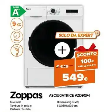 Expert Asciugatrice vzd9gf4 offerta