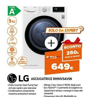 Rh90v5av5n asciugatrice libera installazione caricamento frontale 9 kg a++ bianco