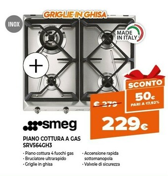 Expert Smeg piano cottura a gas srv564gh3 offerta