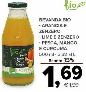 Todis Bio bevanda arancia e zenzero / lime e zenzero / pesca, mango e curcuma offerta