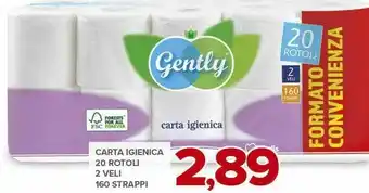 Todis Gently carta igienica 20 rotoli offerta