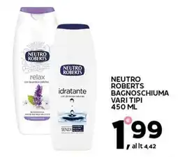 Extra Supermercati Neutro roberts bagnoschiuma vari tipi offerta