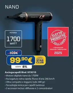 Euronics NANO Asciugacapelli Mod. HY8310 offerta
