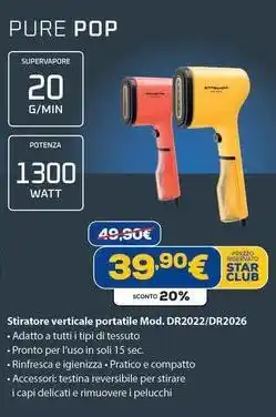 Euronics Stiratore verticale portatile Mod. DR2022/DR2026 offerta