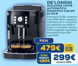 Euronics De'longhi macchina caffè automatica magnifica s ecam 21.110.b offerta