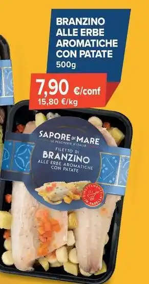 Sapore di Mare Branzino alle erbe aromatiche con patate offerta
