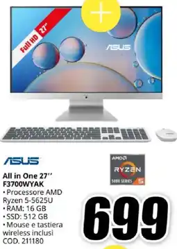 MediaWorld ASUS All in One 27" F3700WYAK offerta