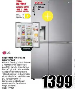 MediaWorld LG Frigorifero Americano GSLV90PZAD offerta