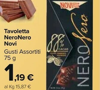 Carrefour Market Nero nero 70% cacao 75 g(ml) offerta