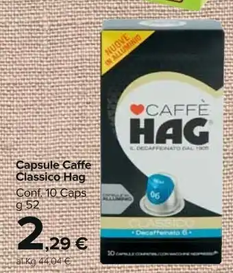 Carrefour Market Caffè decaffeinato classico 52 g(ml) offerta