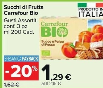 Carrefour Market Carrefour - succo e polpa di pesca bio 600 g(ml) offerta