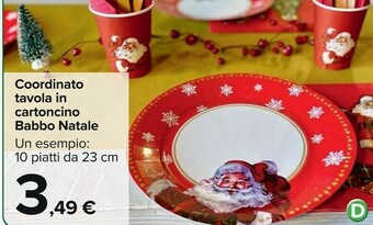 Carrefour Market Coordinato tavola in cartoncino babbo natale offerta