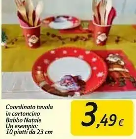 Carrefour Market Coordinato tavola in cartoncino babbo natale offerta