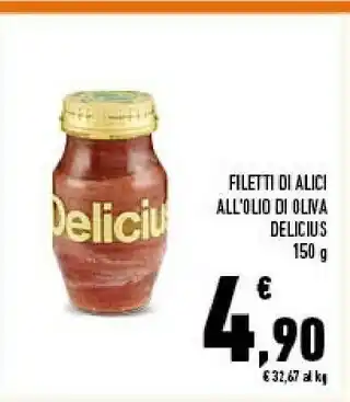 Conad Filetti di alici all'olio di oliva con chiodi di garofano 150 g(ml) offerta