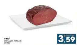 SeBón Supermercati Billo bresaola tirolese l'etto offerta