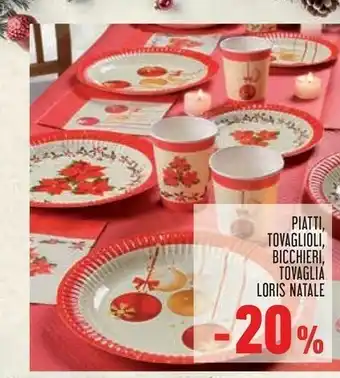 Conad Loris natale piatti, tovaglioli, bicchieri, tovaglia offerta