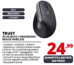 Comet Trust 25145 bayo ii ergonomic mouse wireless offerta