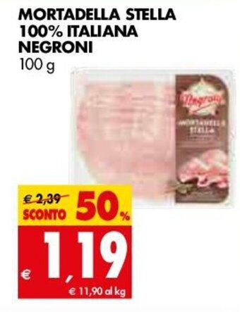 Tigros Negroni Mortadella Stella 100% Italiana 100g offerta