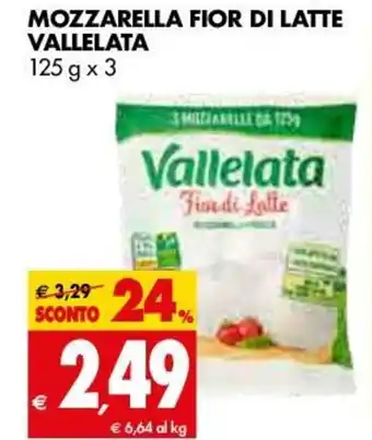 Tigros Vallelata Mozzarella Fior Di Latte 125g x 3 offerta