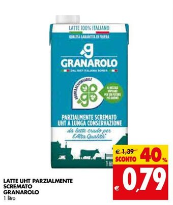 Tigros Granarolo Latte UHT Parzialmente Scremato 1 litro offerta