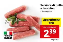 Lidl Salsicce di pollo e tacchino offerta